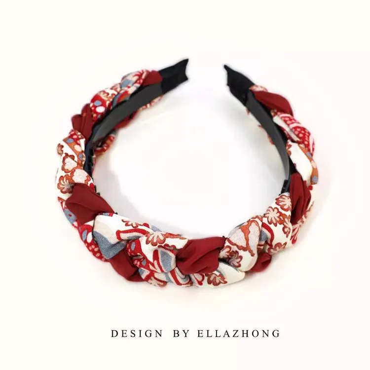 原创百搭~酒红色宽边发箍头箍带齿防滑洋气气质头饰发卡网红发饰