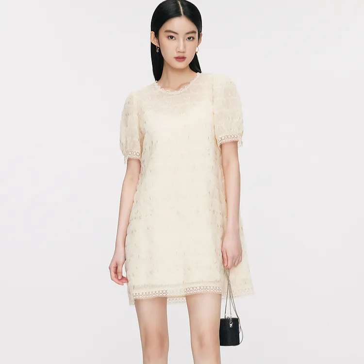 Migaino/曼娅奴品牌娃娃裙女2024夏季新款蕾丝连衣裙MO24DA629