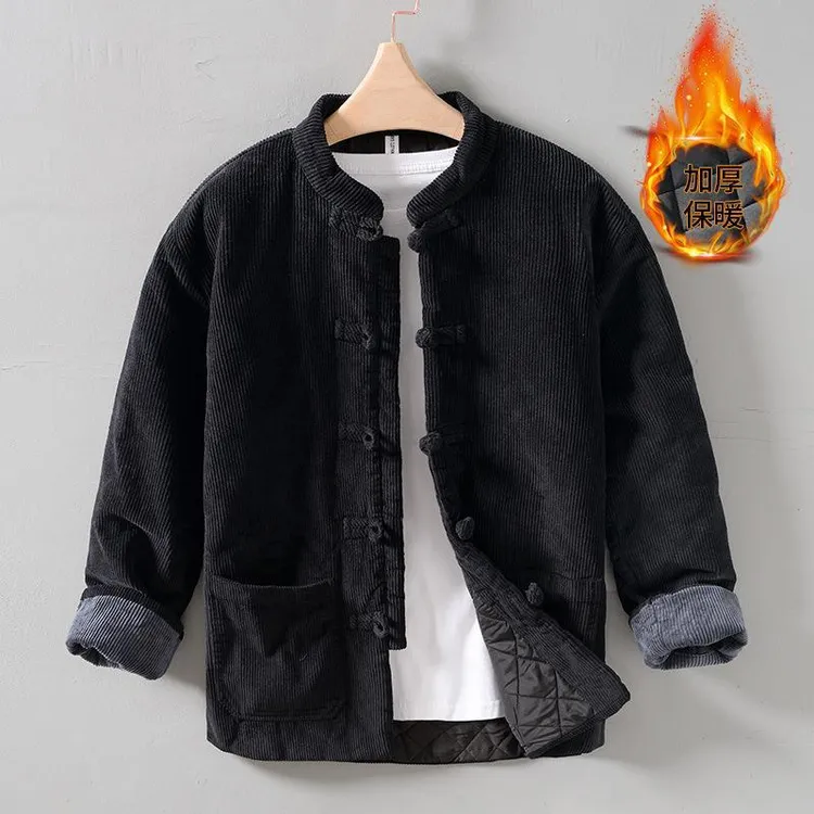 国潮盘扣灯芯绒棉服男加棉加厚棉服宽松百搭休闲中式上衣外套男