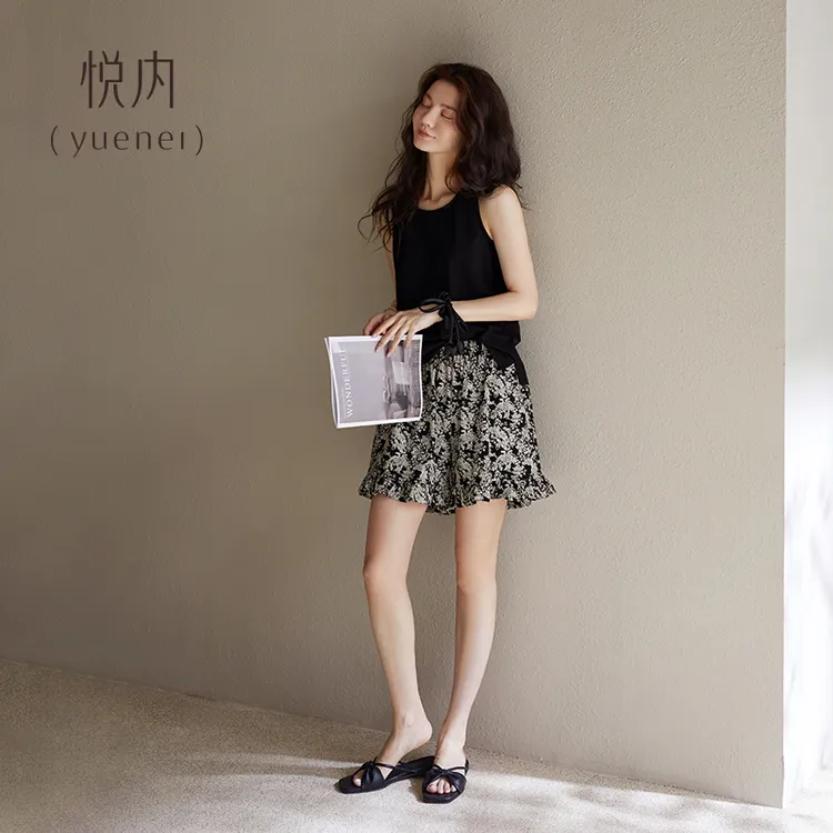 悦内【带胸垫】夏季纯棉无袖背心女士家居服凉感棉休闲可外穿睡衣