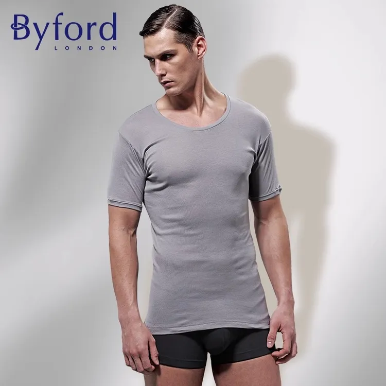 Byford/百富百年品牌日产银标高货丝光棉圆筒织短袖背心2333/6/0