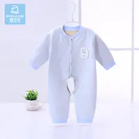婴儿秋冬连体衣婴幼儿保暖哈衣男女宝宝加绒连身衣开裆新生儿爬服
