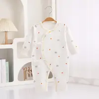 初生宝宝蝴蝶衣婴儿连身哈衣纯棉无骨连体爬服偏襟系带春秋和尚服