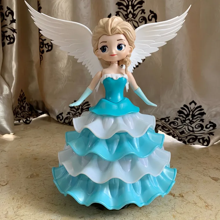 艾莎公主玩具芭比娃娃旋转跳舞行走灯光音乐冰雪奇缘女孩节日礼物