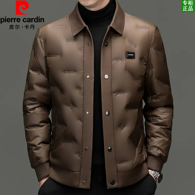 皮尔卡丹男装男士【90白鸭绒】羽绒服冬季保暖商务休闲翻领外套