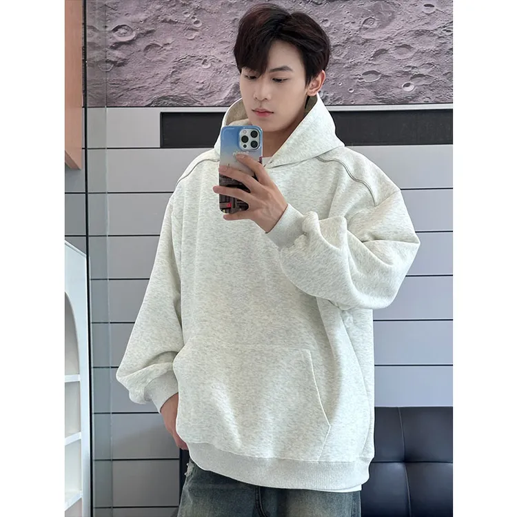 纯色重磅高品质卫衣男连帽拉链设计长袖潮牌外套春秋新款秋冬上衣