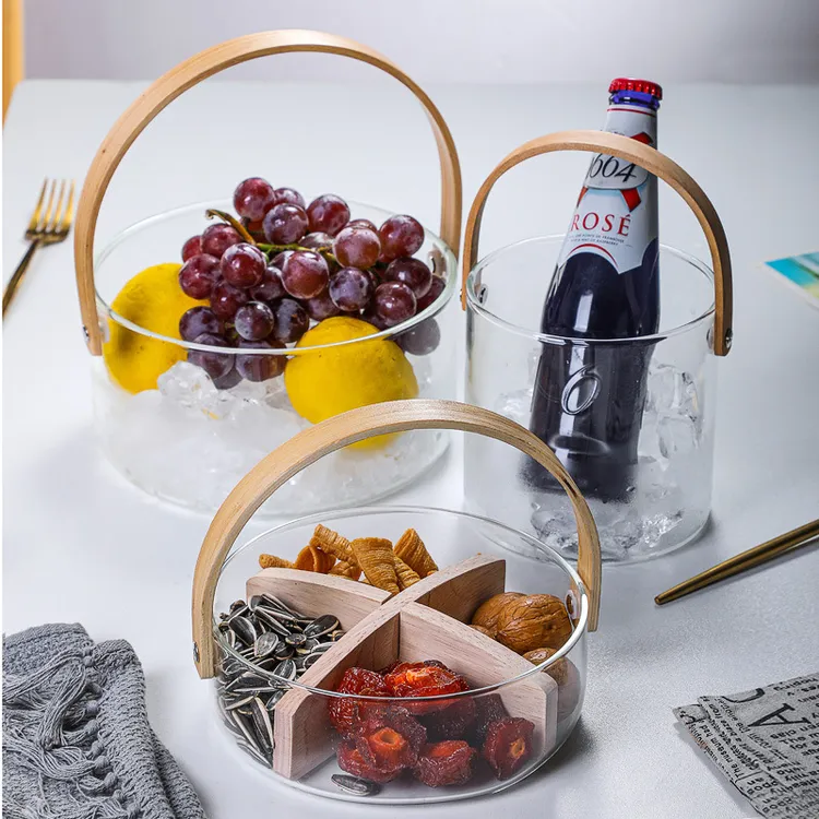 网红ins风玻璃冰桶大容量手提酒桶轻奢时尚透明家用简约商用日式