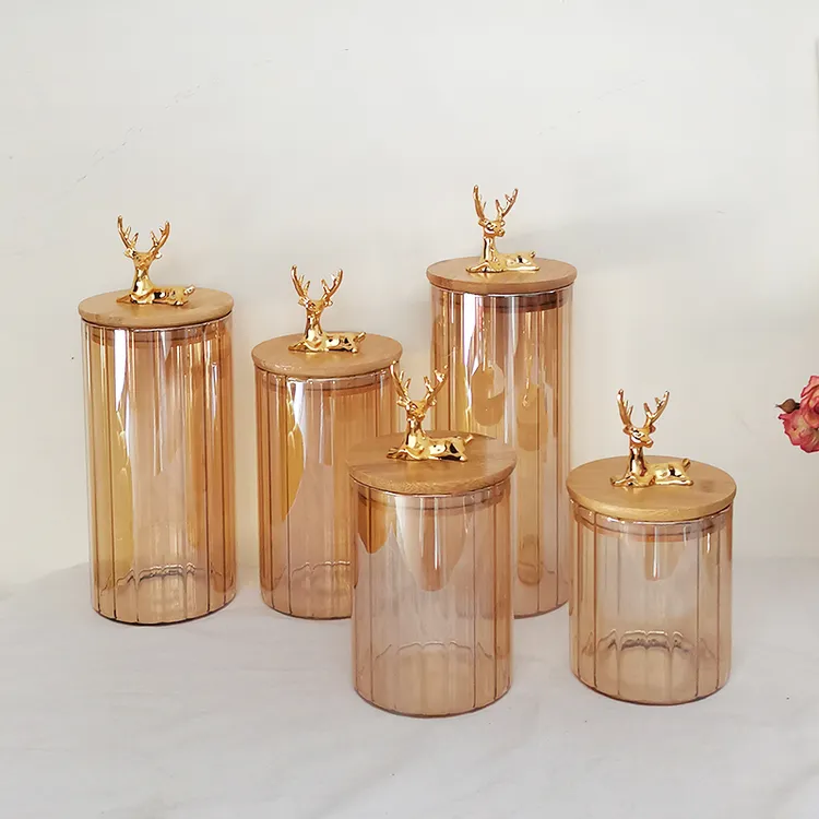 轻奢收纳盒家用创意小鹿带盖网红透明大容量日式密封欧式简约储物