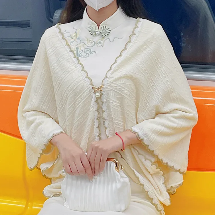 俏娘鱼【春不晚-披肩】2025年春夏司藤风日常百搭气质针织旗袍披肩