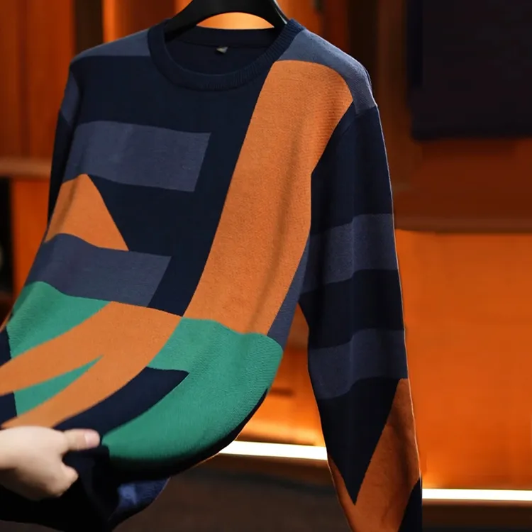 加肥加大码男装加绒厚款长袖针织衫肥佬毛衣260斤打底衫外穿毛衫