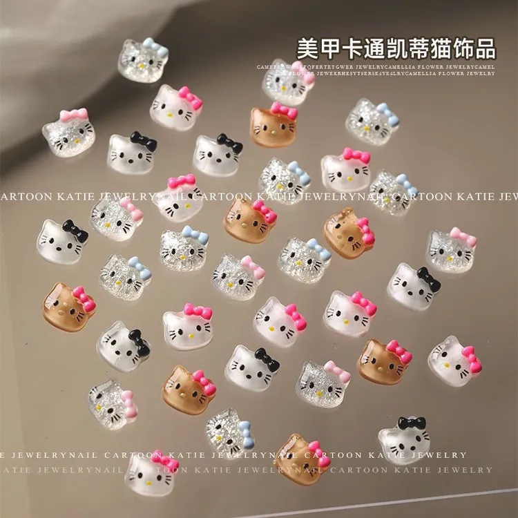 新款kitty美甲饰品可爱冰透卡通猫咪迷你凯蒂立体网红指甲