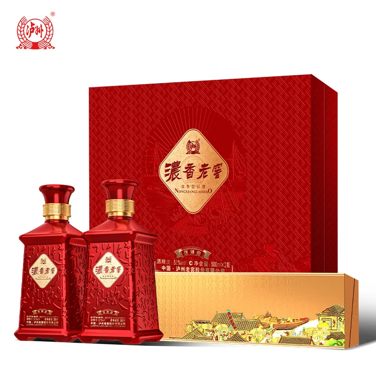 LUZHOU/泸州浓香老窖酒饮河山500ml*2瓶礼盒装52度500ml52度500