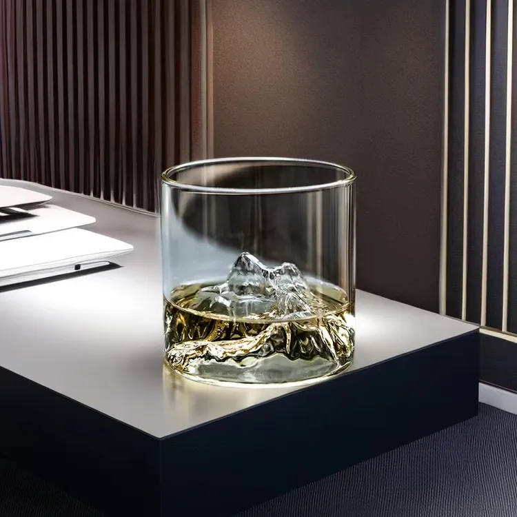 创意日式透明观山杯喝水杯家用高档酒杯洋酒杯烈酒玻璃杯子耐热杯