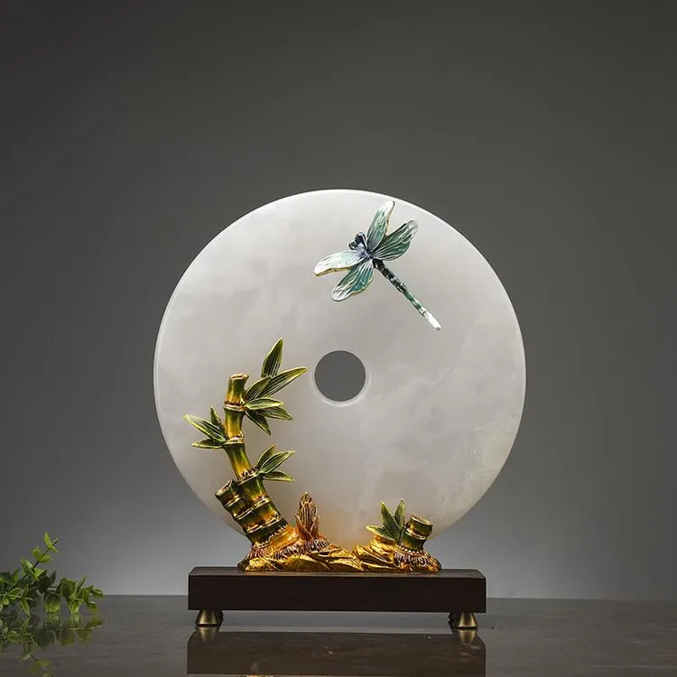 德国节节高升天然玉石平安扣摆件家居装饰品玄关电视柜酒柜礼品