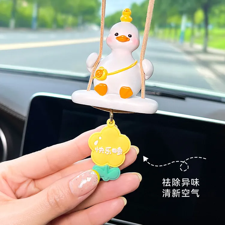 （无忧）鸭秋千鸭汽车挂件创意汽车内饰用品车载装饰香片手工可爱