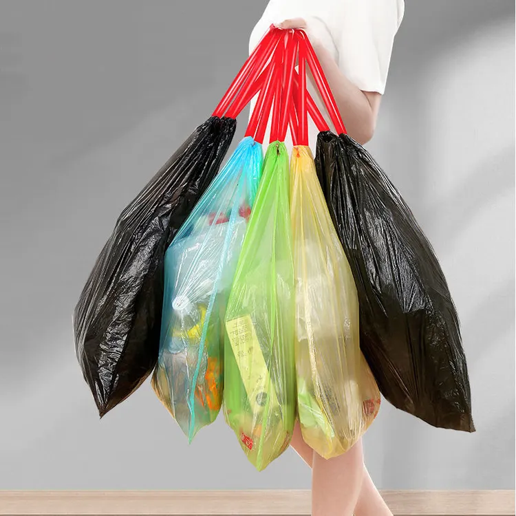 抽绳手提自动收口垃圾袋平口加厚加大清洁垃圾桶办公室家用收纳