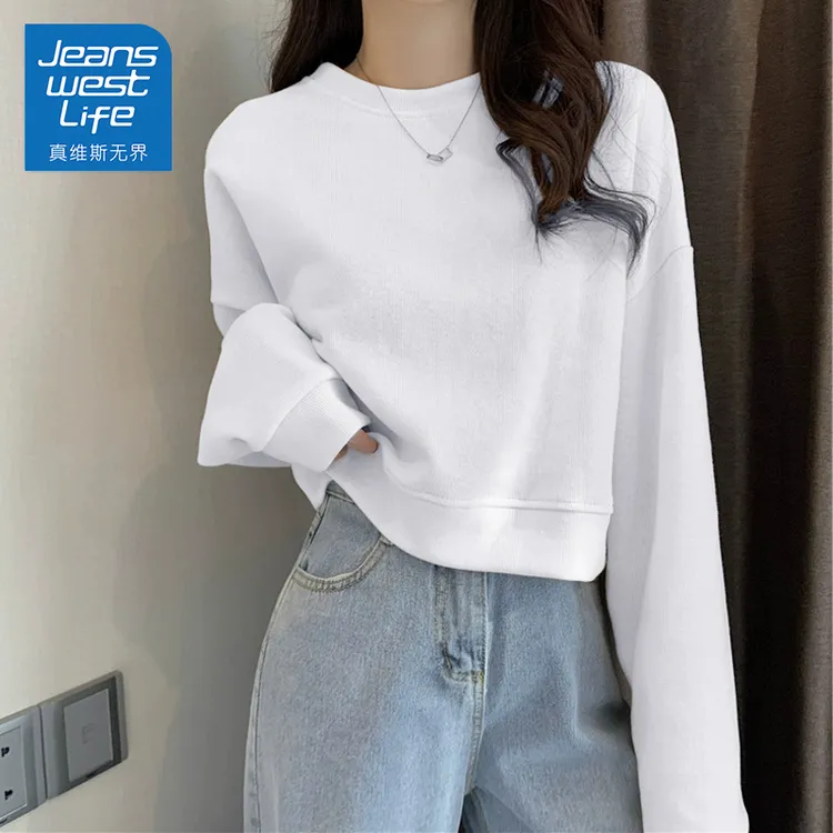 真维斯无界短款卫衣女2025新款爆款上衣百搭显瘦显高小个子穿搭女