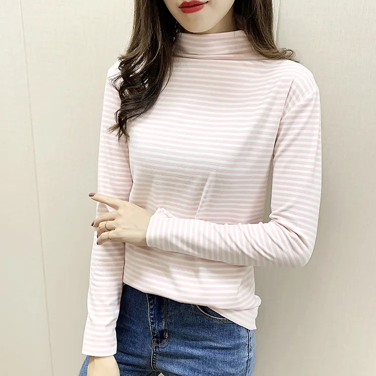 [常规款]双面阳离子春秋季半高领打底衫女内搭自发热长袖保暖T恤