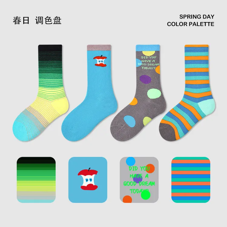 儿童袜子春秋款中筒袜男女童长袜透气卡通潮袜春季运动长筒袜1633
