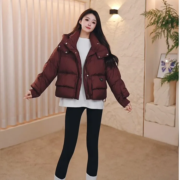 YAYA/鸭鸭2024年女款羽绒服新品短款连帽加厚时尚百搭高级感外套