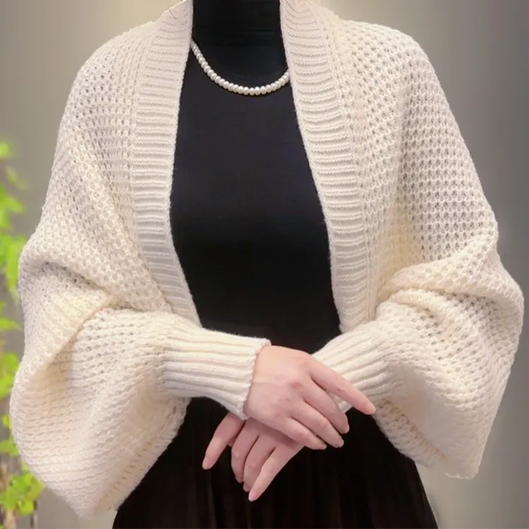 韩版纯色2025新款密织开衫长袖披肩外搭高端女士外套时尚洋气高档