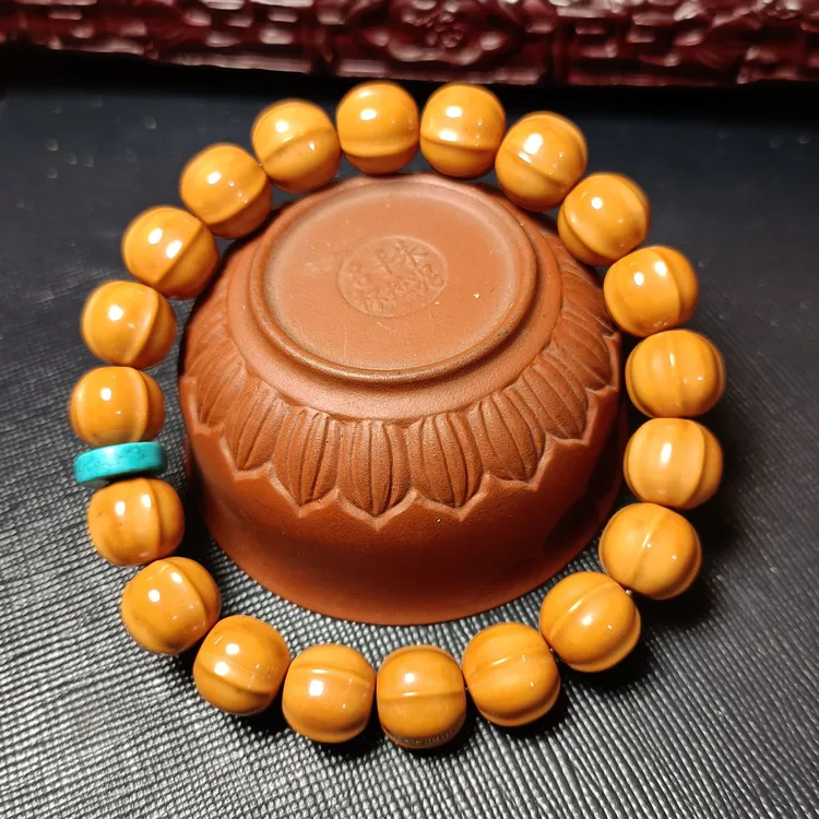 猴头核桃手串鲨鱼鳍精工雕刻鲨鱼背单圈佛珠念光珠文玩链高端微瑕