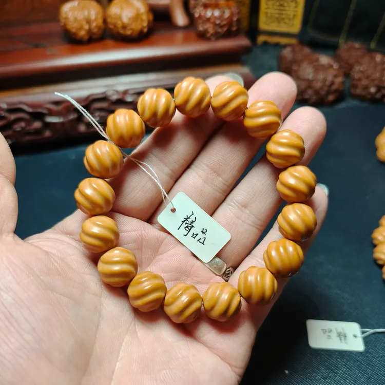 猴头核桃手串 雕刻扭转乾坤 单圈文玩油点佛念珠反油圆型光珠扭矩