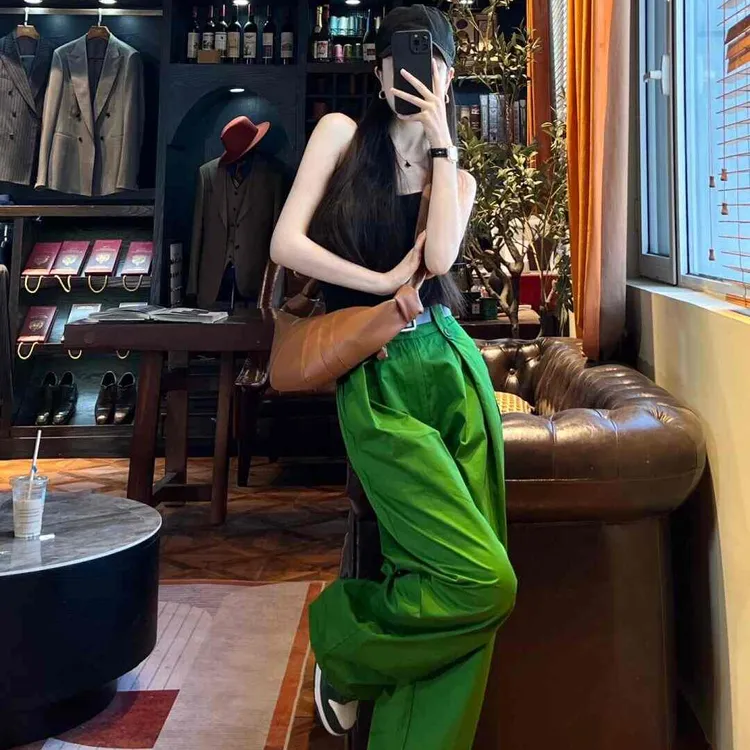 夏装搭配一整套女2024新款黑色背心上衣窄版哈伦阔腿裤子两件套装