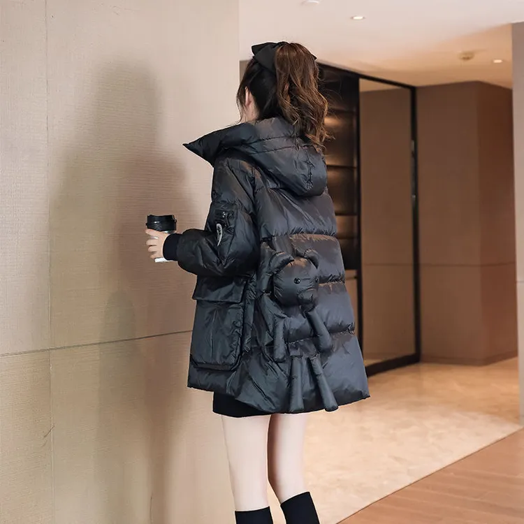 羽绒服女2024年新款冬季加厚白鸭绒保暖外套洋气学生小个子中长款