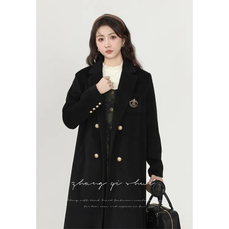 张汽水《冬日摩洛哥》秋冬季新款百搭黑色学院风外套女LZQS06111