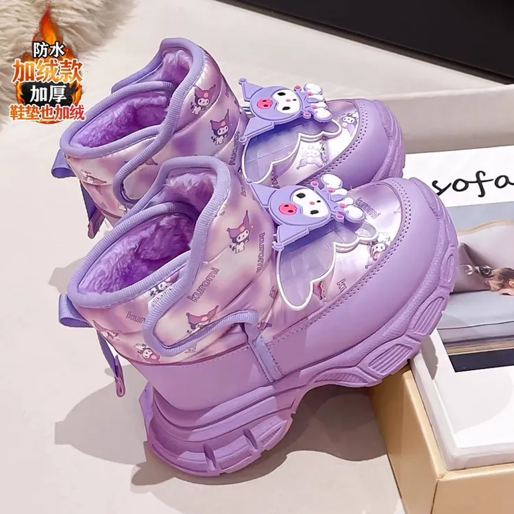 女童库洛米雪地冬季新款加绒儿童公主大棉防水防滑东北女孩棉鞋潮