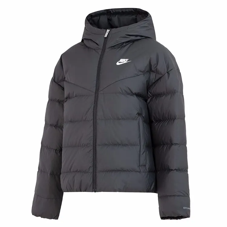 Nike耐克运动休闲保暖字母几何图案连帽羽绒服女款 DQ5904-010