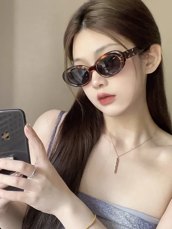 2025新款gm椭圆豹纹玳瑁墨镜女款高级感防紫外线近视辣妹太阳镜男
