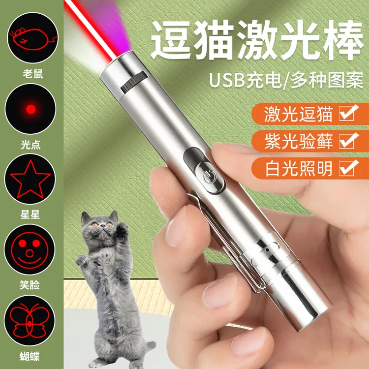 激光猫咪逗猫棒USB充电狗狗猫玩具多功能红外线自嗨解闷互动神器