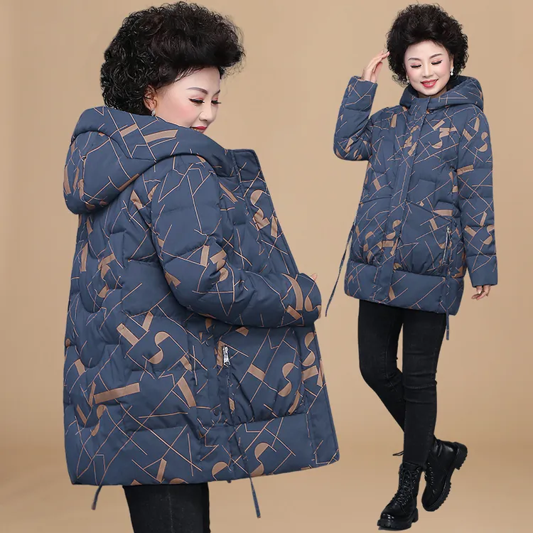 中年妈妈装羽绒服2024新款中老年白鸭绒女秋冬装外套大码棉袄50岁