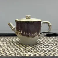 【古月壶来】YW777白段泥柴烧仿生竹段壶