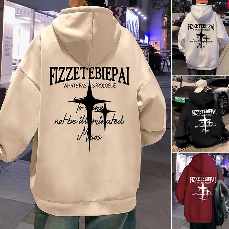 顶瓜瓜大码300斤港风街头连帽卫衣男女秋冬潮牌宽松百搭情侣外套