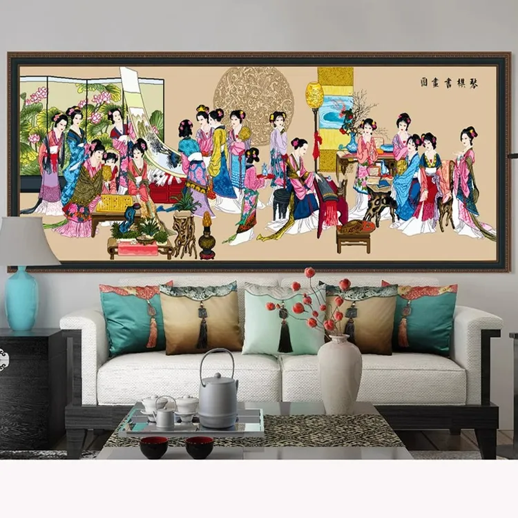 十字绣2024新款客厅绣线十二金钗琴棋书画十八美女人物半成品手工