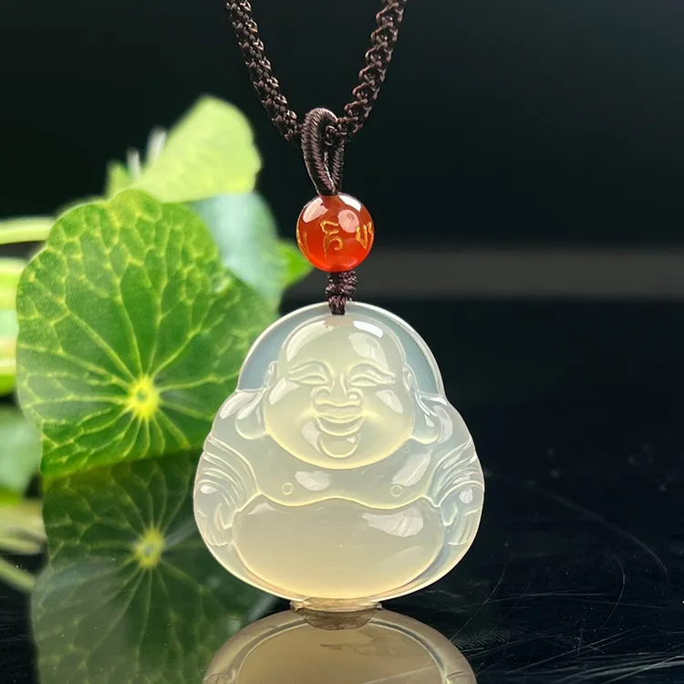 天然玛瑙玉髓佛公吊坠大肚佛女款戴佛项链饰品弥勒佛挂坠挂件笑佛