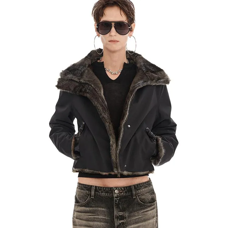 NUTH正反两穿短外套修身显瘦复古黑色保暖厚短外套女