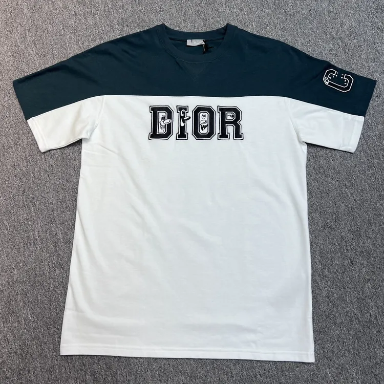 全新未使用 DIOR/迪奥 波普系列艺术家联名款绿色短袖T恤休闲男士