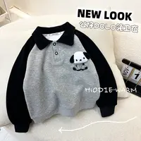 儿童春季长袖POLO衫棉质插肩拼色公仔小狗秋装上衣爆款秋