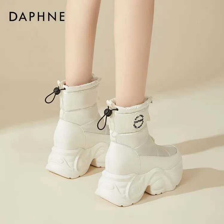 达芙妮厚底雪地靴内增高女2025新款秋冬季加绒加厚外穿东北大棉鞋