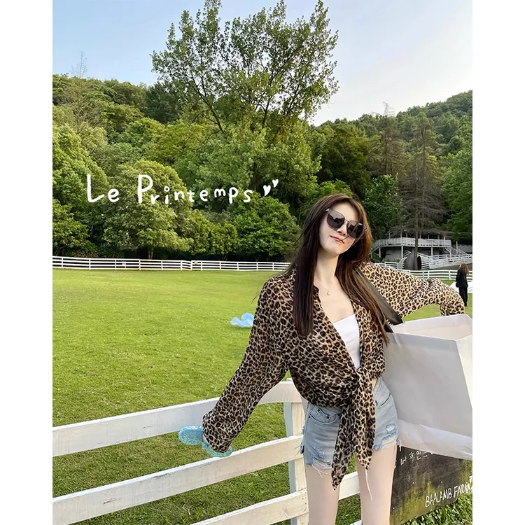 澳洲小野马复古豹纹雪纺冰凉防晒休闲百搭宽松衬衫上衣外穿