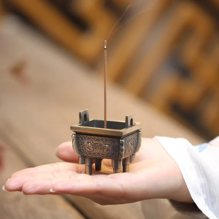 迷你鼎香炉香插香座家用室内香薰炉茶道摆件线香檀香立式仿古沉香