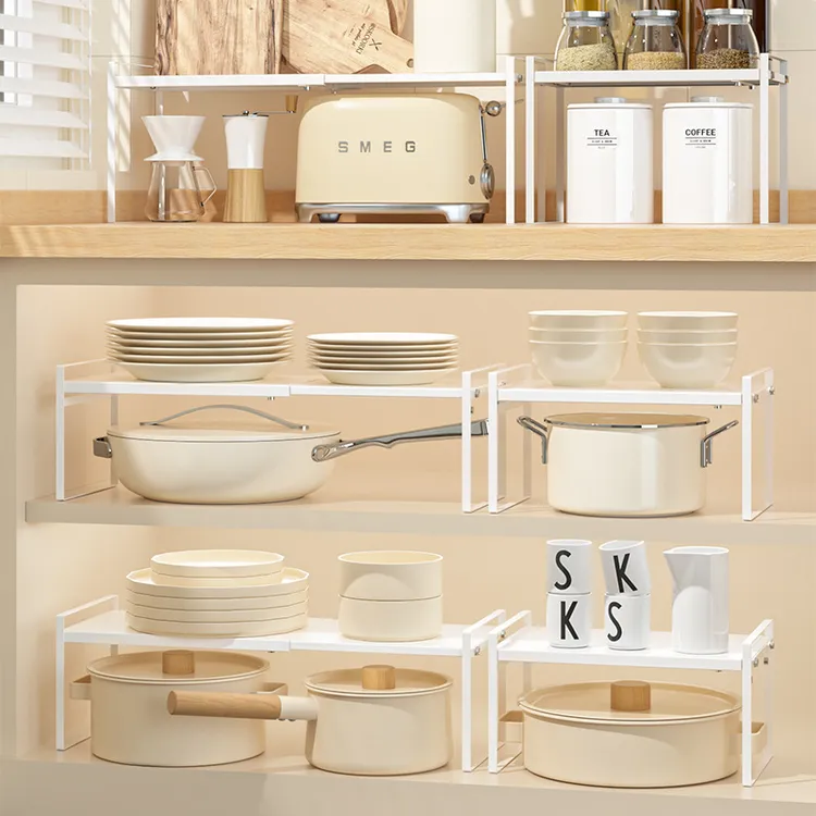 家用可伸缩厨房置物架隔板橱柜分层架柜内柜子收纳架调料收纳锅架
