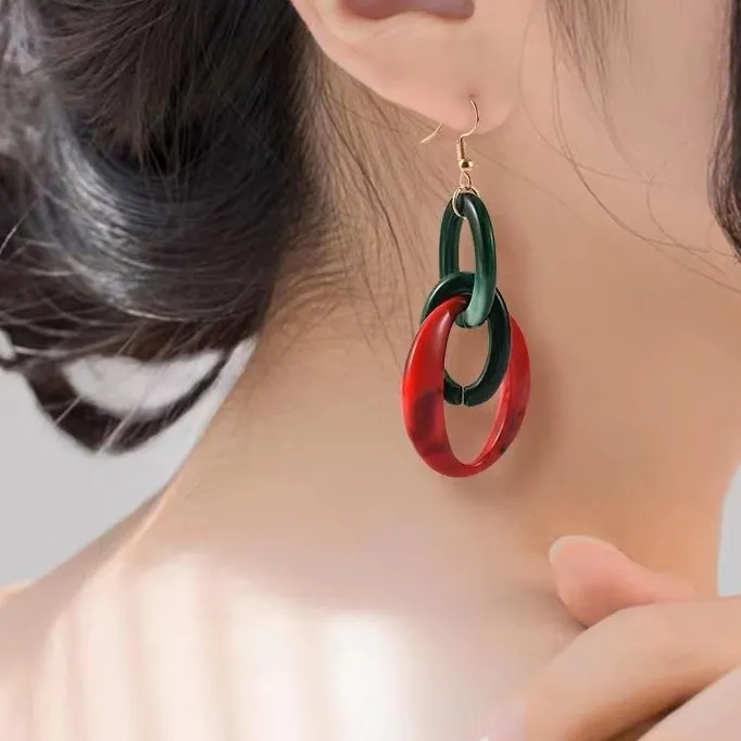 铁合金亚克力耳饰 外贸简约时尚夸张气质百搭手工长款耳环