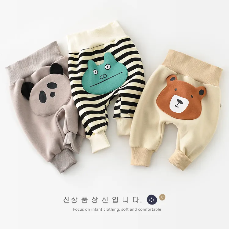 abnn秋冬加绒婴儿裤子男女宝宝可爱大PP裤高腰束腿秋冬包屁裤子