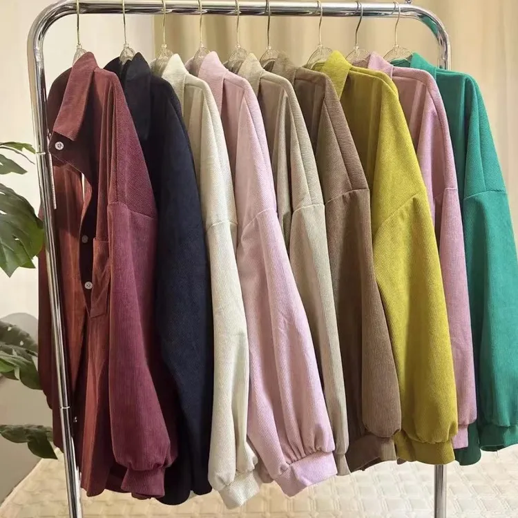 2025现货加绒/加厚长袖外套灯芯绒外套女秋冬新款宽松显瘦衬衫