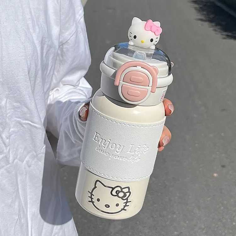 2024新款保温杯316不锈钢水杯女高颜值学生可爱双饮吸管杯上学用